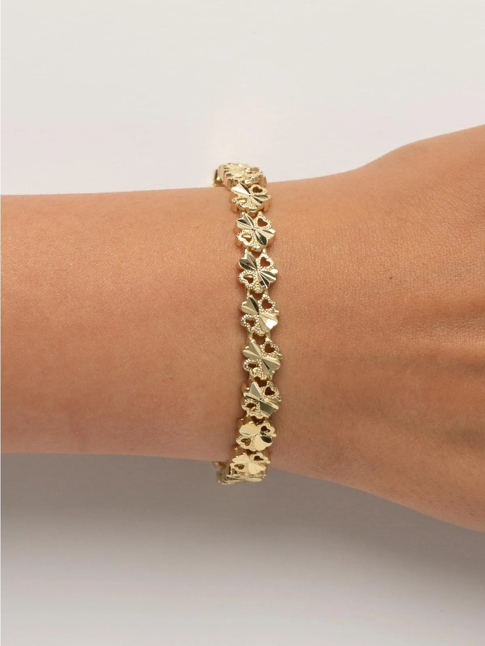 14k Gold Plated Laser Cut Leaf and Clover Design Luxury Bracelet